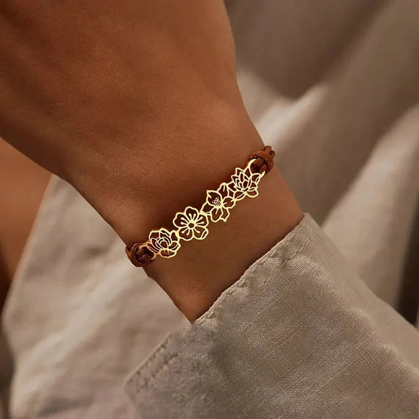Personalized Birth Flower Bracelet